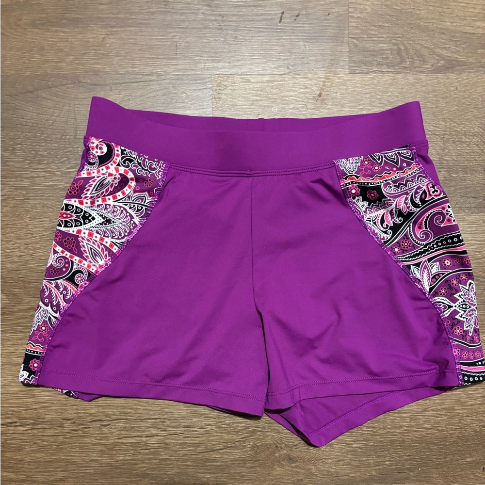 Athleta Purple Paisley Tankini swim bottoms size small